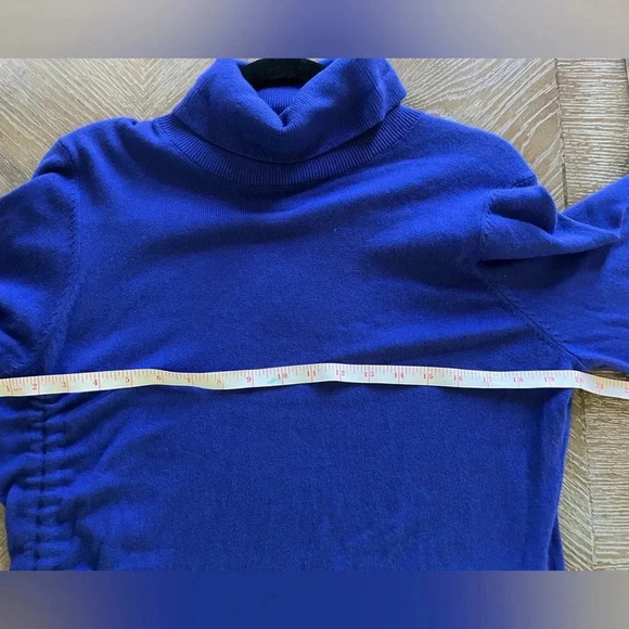 NWT TED BAKER LONDON AAVVAA Sweater Turtleneck Dress Blue Ruched Ted 2 = US 6 - Picture 13 of 13